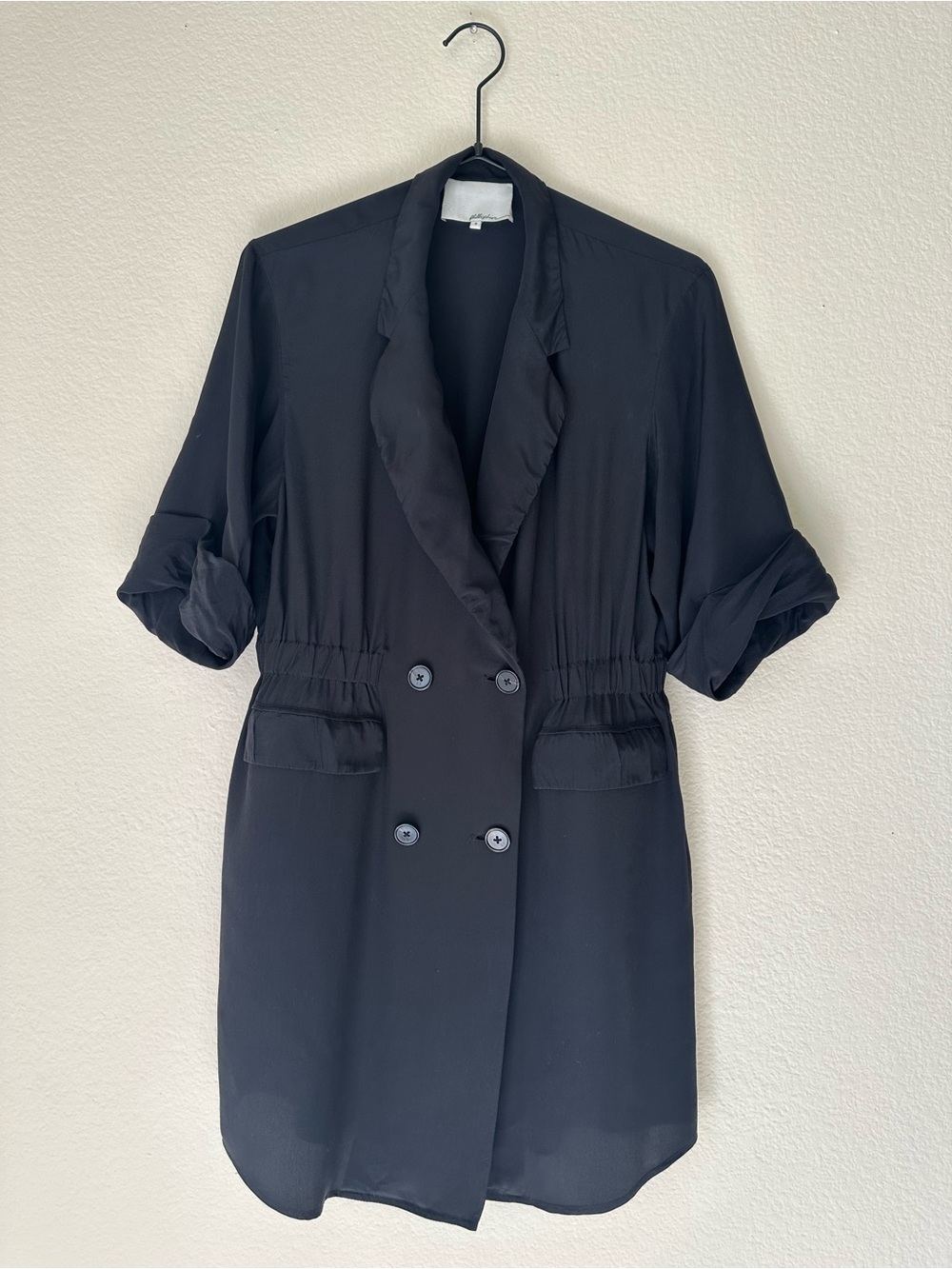 3.1 Phillip Lim 100% Silk Black Double Breasted Blazer Dress Jacket Size 4